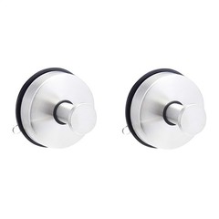 2 Pcs No-Drill Shower Suction Hooks, Stainless Steel Towel Holders