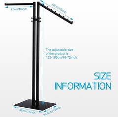 NEW 2 Way Clothing Rack Heavy Duty Garment Display Rack Adjustable 48″ to 72″ Bl