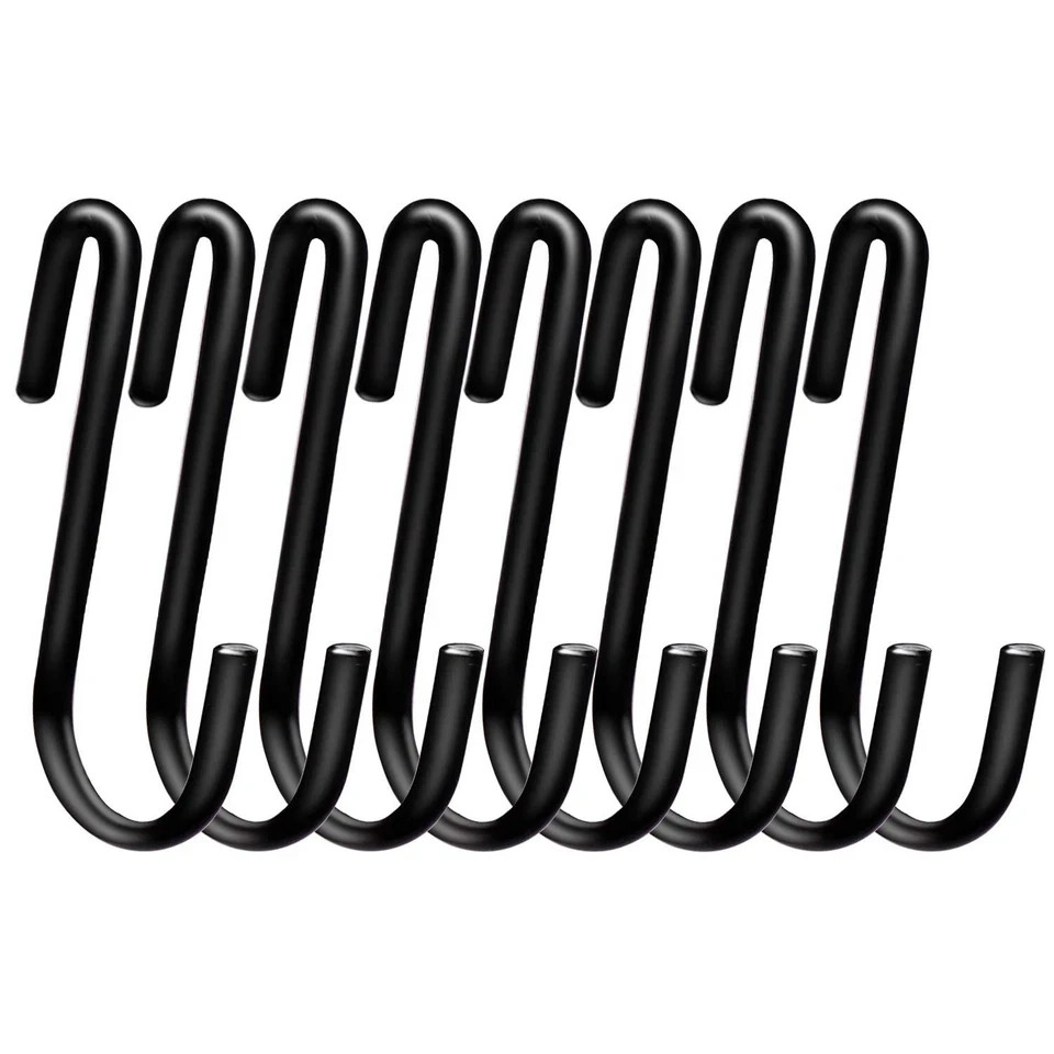30 Pack Heavy Duty S Hooks for Hanging, Black S Shaped Hooks Hanging Hangers Pan