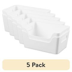 Easy Access Plastic Storage Bins Small 6.5×9.5×4 Inch White Organizer Box 5 Pack