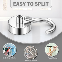 100 Pcs Magnetic Hooks 30LB Heavy Duty Neodymium Magnet Hooks with Rubber Tip, S