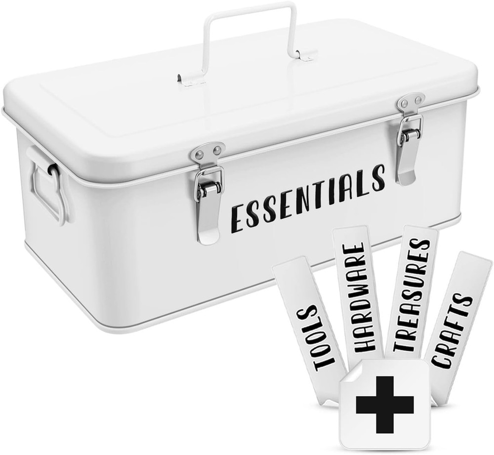 Versatile Green Metal Storage Box with Lid, Handles, and Safety Lock