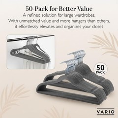 50-Pack Velvet Hangers – Heavy Duty, Non-Slip Clothes Hangers with Chrome Hoo…