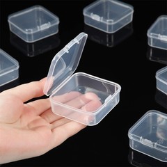 Lots Clear Plastic Storage Container Box Hinged Lid DIY Arts Crafts Markers Pens