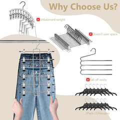 Pants Hangers with Clips,Space Saving Hanging Closet Organizer-6 Tiers Skirt Han