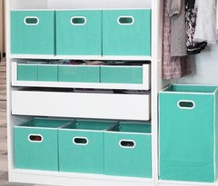 Versatile 11-Inch Foldable Fabric Storage Bins, 6-Pack in Turquoise for Home Use