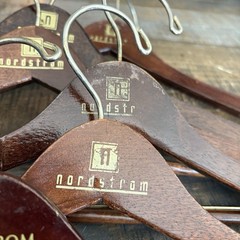 Nordstrom Wooden Hangers Lot of Six(6) Mahogany Cherry High Gloss Suits Jackets