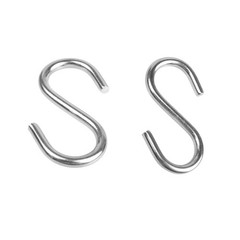 AUXBC 32PCS 1-1/2 Inch 304 Stainless Steel S Hooks, Heavy Duty M3 Hanging Hoo…