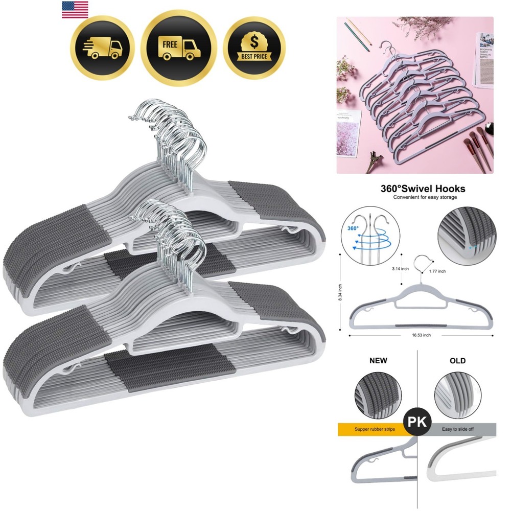 Plastic Hangers 50 Pack Space Saving Heavy Duty Non Slip Clothes Hangers