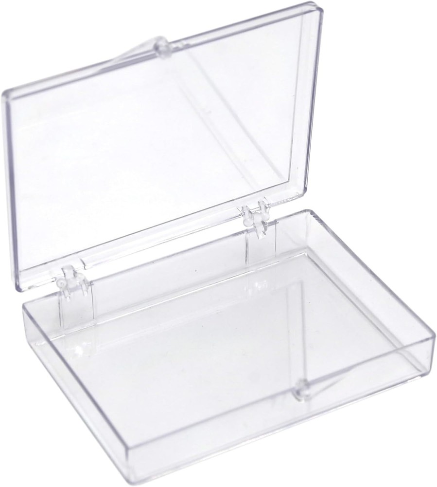 10-Pk Clear Hinged Plastic Container Keepsake Storage Boxes 3 1/2″ L x 2 9/16″ W