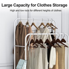 Double Rod Metal Clothing Garment Rack on Wheel Heavy Duty Portable Closets