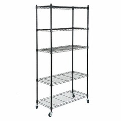 5-Layer Shelf Steel Wire Tier Layer Shelving Black Holder Storage Rack Indoor