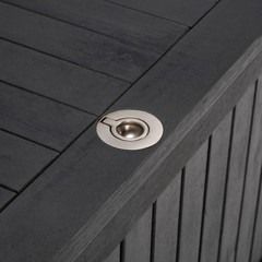 SAFAVIEH Outdoor – Abri Cushion Storage Box – Black Solid Wood – Coastal Resort