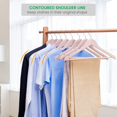 20 Pack Wooden Clothes Hangers Natural Solid Suit Coat Jacket Hangers