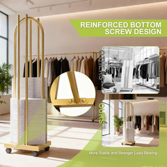 Gold 2-in-1 Hanger Organizer with Lockable Casters – 51 Inch Storage Stand