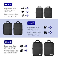 6-Piece Travel Compression Packing Cubes Set Luggage Organizer Bags for Carry-On