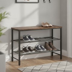 Rustic Brown Shoe Rack – Space-Saving Organizer with Adjustable Leveling Feet