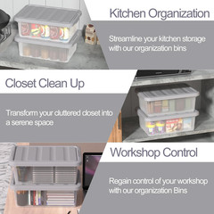 Clear Stackable Storage Bins with Lids, 14 Quart, 2-Pack for Home & Classroom
