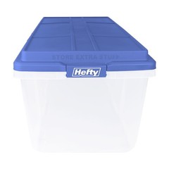 2 Pack Hefty HI-RISE 113 Qt Large Storage Bins Clear Plastic Latching Lid