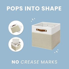 Cube Storage Bins Set of 4 Fabric 11 Inch Odor Free Vegan Leather Handles