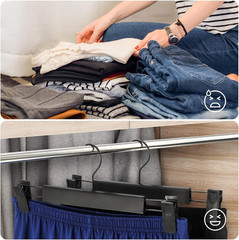 10 Pack Clothes Pants Hangers, Space-Saving Skirt Holders with 360 ° Swivel Hook