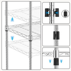 Heavy-Duty 4-Tier Metal Wire Rack with Wheels for Garage & Kitchen Storage