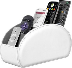 Fintie Remote Control Holder, 5 Compartments Vegan Leather TV Remoter Black