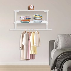 Clothes Display Rack Shelves 2-tier Wall Mounted Garment Rack 42.2*16.5 in 30kg