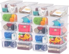 Effortless Organization with 20 Clear Stackable Storage Bins – 6 Qt, BPA-Free