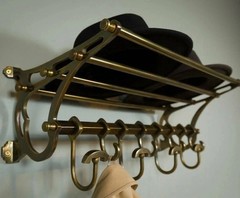 Vintage Wall Mounted Coat Hat Rack with Top Shelf 8 Double Hooks Metal Entryway