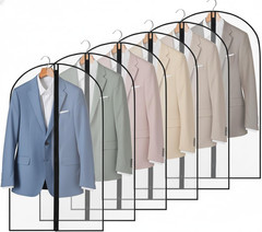 6 Pack Garment Bags 60 * 100Cm, 40In PEVA Translucent Garment Covers, Suit Stora