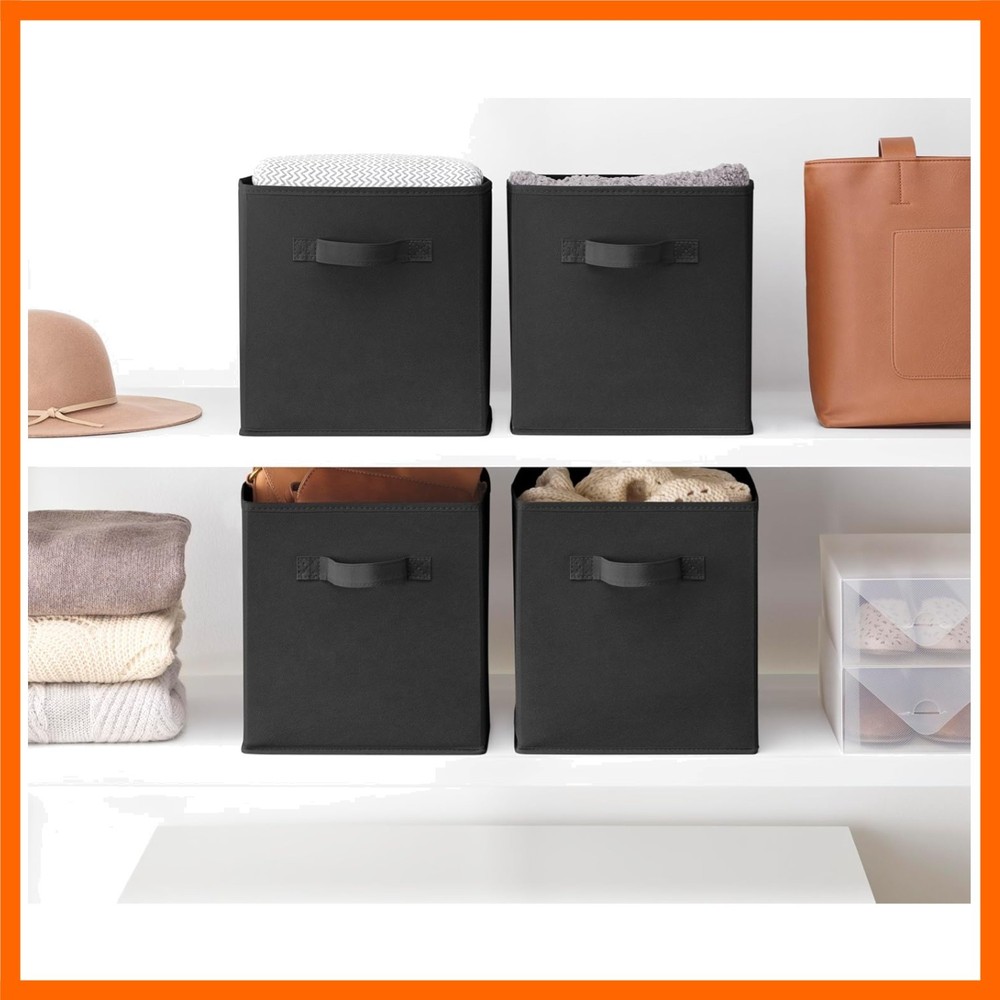 Collapsible Cubes – 10.5 x 10.5 x 11 inches – Black – Set of 4