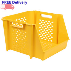 Stackable Storage Bins 8-Pack Open-Front Plastic Modular Home Organizer Closet