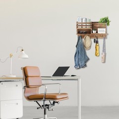 Eryvik Key Holder Wall Mount | Solid Wood Organizer | 8 Hooks