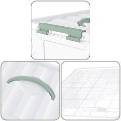 Idotry 8-Packs Stackable Tote Green Latches Box Plastic Storage Containers Bin
