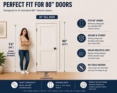 Contemporary Cap Rack FAV | Over Door Organizer for 40 Caps – Secure & Stylish