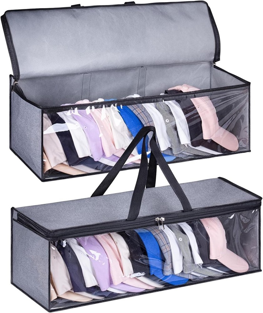 2 PCS Wide Hat Storage Baseball Caps Organizer W/ 2 Sturdy Handles Hat Racks