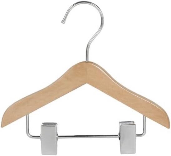 Only Hangers Mini Wooden Doll Hanger 6″ with clips- 100