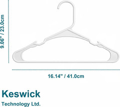 50 Pack White Plastic Hangers, Space Saving Closet Hangers with Non-Slip Notches