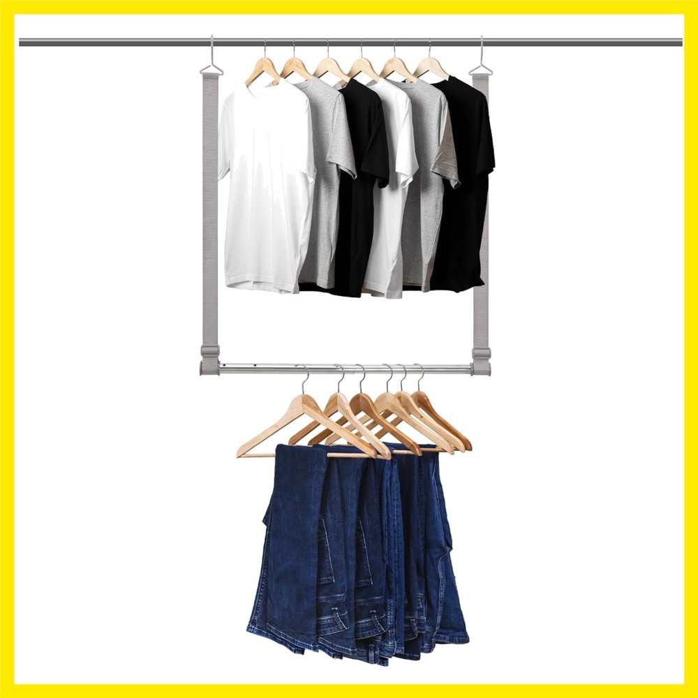 Hanging Closet Rod, 17-28In Width and Up to 32In Height Closet Extender, Doub…