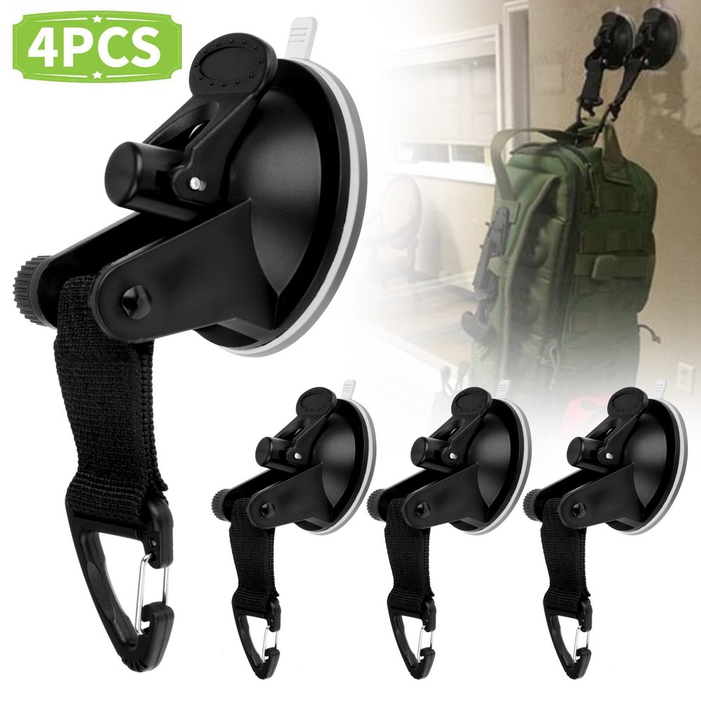 4Pcs Heavy Duty Suction Cup Tie Downs,Car Awning Camping w/Hooks Lock Holder Set