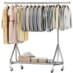 Rolling Garment Rack Heavy Duty Collapsible Clothing Clothes Rack Chrome Wheels