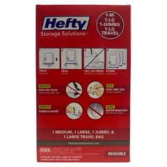 Hefty Shrink Pak – 1 Medium, 1 Large, 1 Jumbo, 1 Large Travel Bag