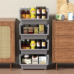 Idotry 3/4-Pack Stackable Storage Bins for Pantry Plastic Organizing Basket Gray