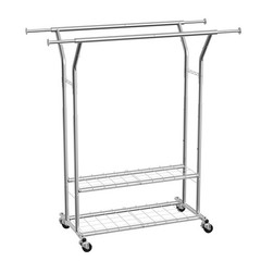 Uimoso Rolling Clothes Rack Garment Rack with Wheels & Storage Adjustable Height