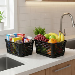 6 Pack Black Plastic Baskets for Desktop Organization and Storage Solutions