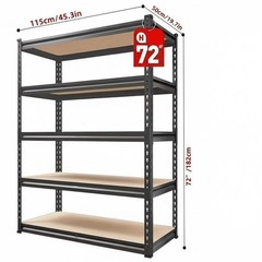 Heavy Duty Metal Storage Rack 5-Tier Adjustable Shelving Unit, Garage or Warehou
