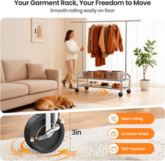 Heavy Duty Clothes Rack, Rolling Clothing Rack Load 650 LBS for Hanging Clothes
