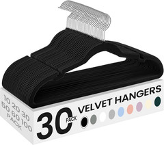 Velvet Hangers 30 Pack with Shoulder Notches Non-Slip Space Saving Closet Tools