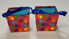 Cardboard Baskets / Buckets Container Box Multicolor Glossy Set of 2 HANDS